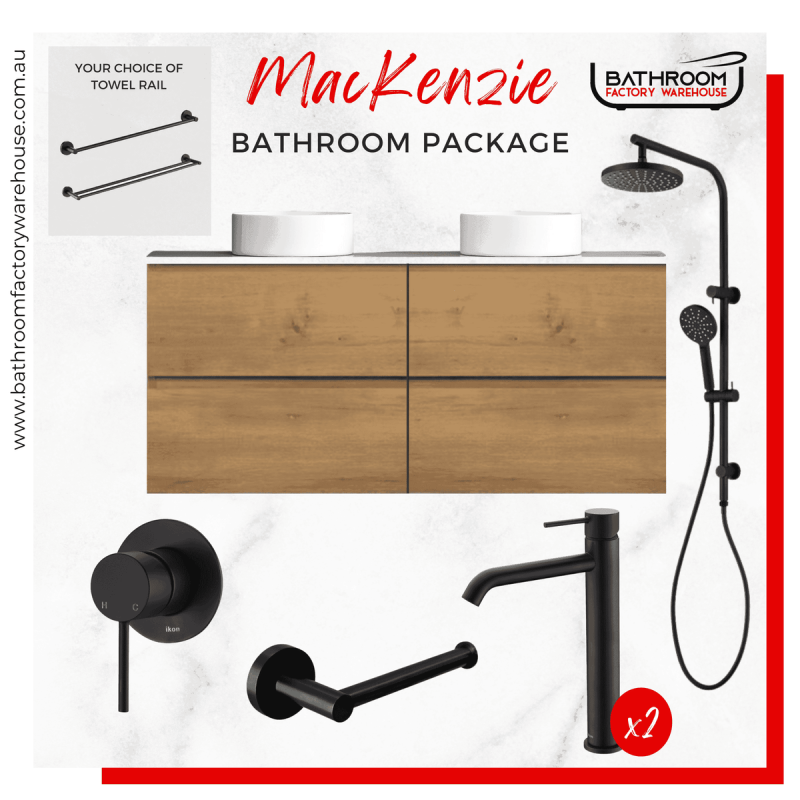 MacKenzie Elegant Oak Wall Hung Bathroom Package (Multiple Colours and